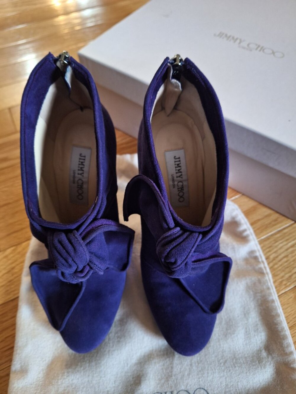 Jimmy Choo Colorblock heel purple suede booties - Picture 10 of 16
